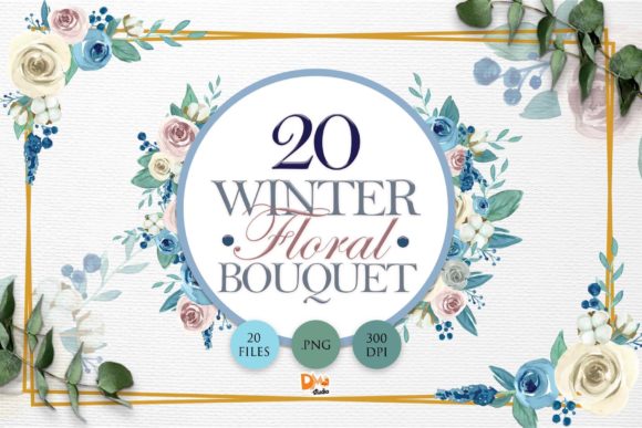 20 Winter Floral Watercolor Bouquets for Your Designs