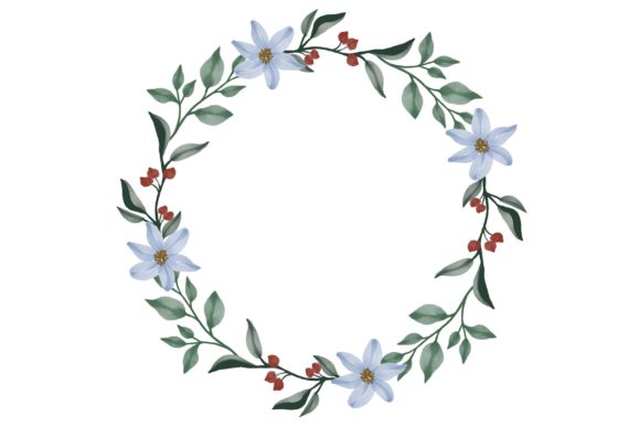 Blue Floral Wreath for Elegant Wedding Invites