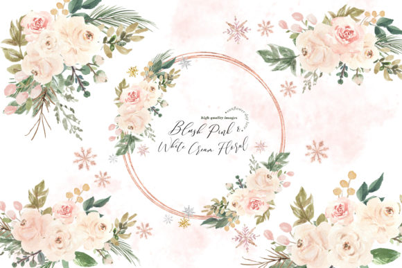 Blush Pink White Winter Floral Clipart: A Versatile Design Solution