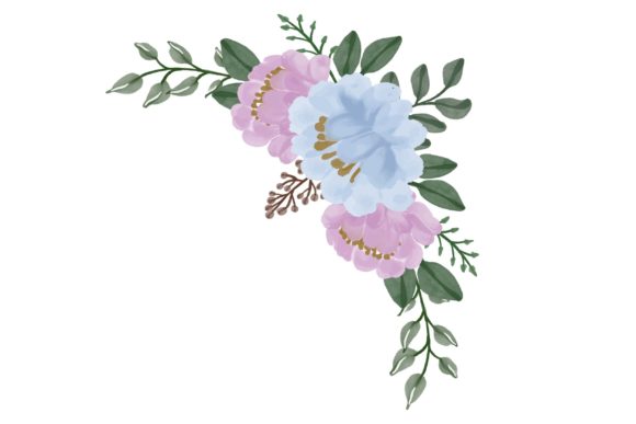 Charming Blue and Pink Floral Arrangement Frame
