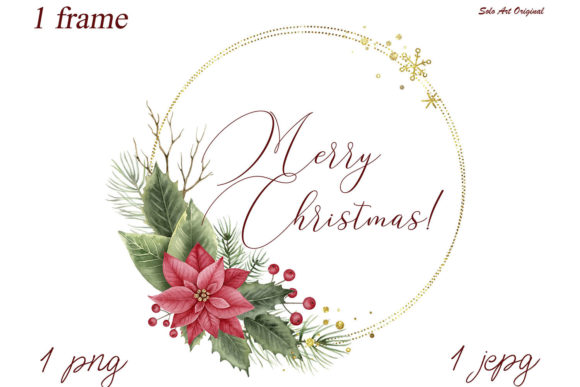 Christmas Floral Frame: Poinsettia and Holly