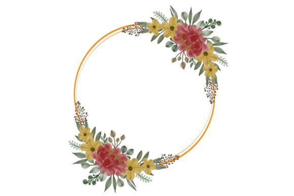 Circle Gold Frame with Floral Bouquet: A Versatile and Elegant Design Element