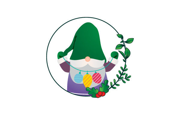 Gnome Character in Christmas Floral 04