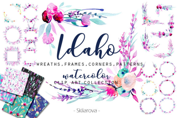 Idaho Floral Watercolor Clipart: A Versatile and Elegant Design Solution